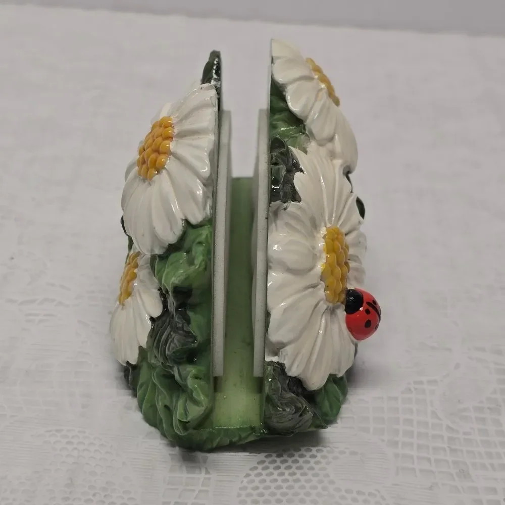 Vintage 2000 Floral Camomile And Ladybug Napkin Or Cards Holder Cottage Decor